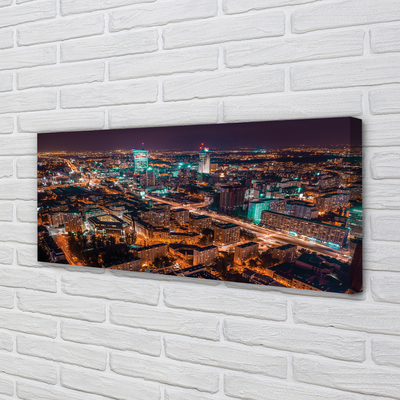 Quadro su tela Panorama della notte della città di Varsavia