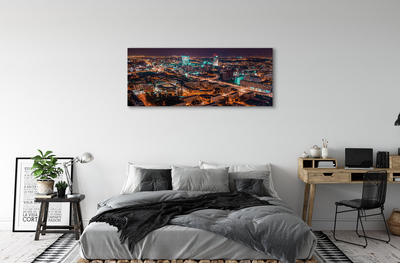 Quadro su tela Panorama della notte della città di Varsavia