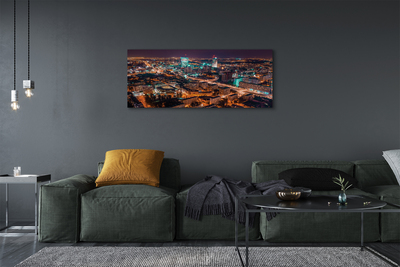 Quadro su tela Panorama della notte della città di Varsavia