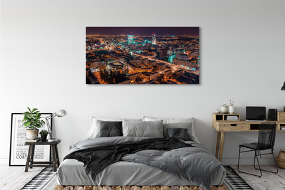 Quadro su tela Panorama della notte della città di Varsavia