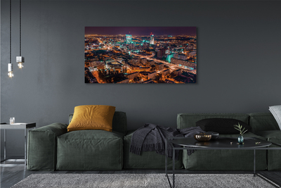 Quadro su tela Panorama della notte della città di Varsavia