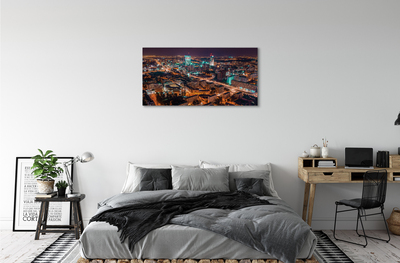 Quadro su tela Panorama della notte della città di Varsavia