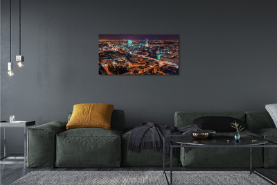 Quadro su tela Panorama della notte della città di Varsavia