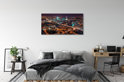 Quadro su tela Panorama della notte della città di Varsavia