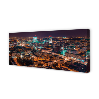 Quadro su tela Panorama della notte della città di Varsavia