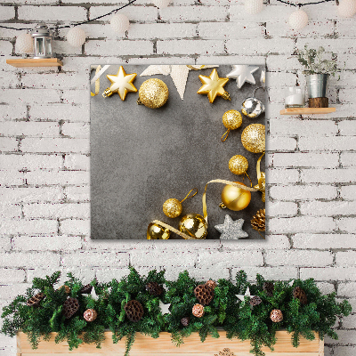 Foto quadro su tela Palline di Natale con stelle dorate
