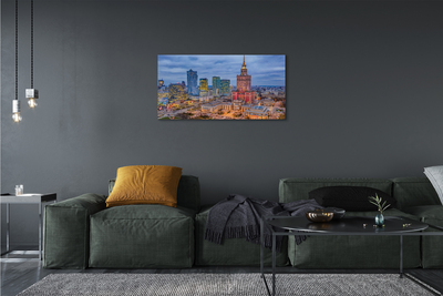 Quadro su tela Sunset panorama di Varsavia