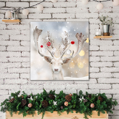 Quadro su tela Renna bianca Palline di Natale