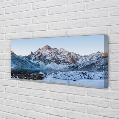 Quadro su tela Montagne Lago di neve invernale