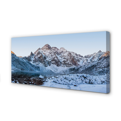 Quadro su tela Montagne Lago di neve invernale