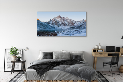 Quadro su tela Montagne Lago di neve invernale