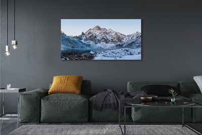 Quadro su tela Montagne Lago di neve invernale