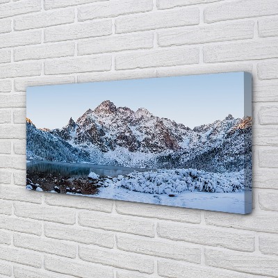 Quadro su tela Montagne Lago di neve invernale