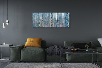 Quadro stampa su tela Sunset della foresta di betulla