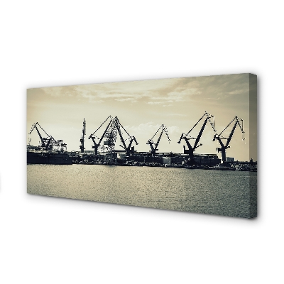 Quadro su tela Fiume Crane del cantiere navale di pulita