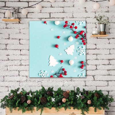 Quadro stampa su tela Ornamenti di Natale con fiocchi di neve