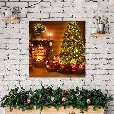 Stampa quadro su tela Albero di Natale Natale Camino Regalo