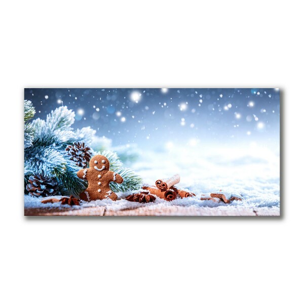 Quadro stampa su tela Albero di Natale della neve del pan di zenzero di Natale