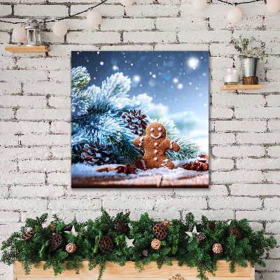 Quadro stampa su tela Albero di Natale della neve del pan di zenzero di Natale