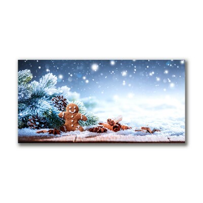 Quadro stampa su tela Albero di Natale della neve del pan di zenzero di Natale