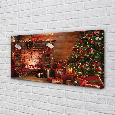 Quadro stampa su tela Alberi di Natale regali decorazioni per camino