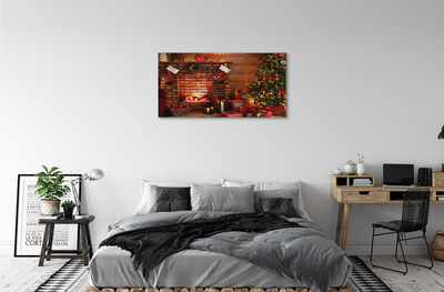 Quadro stampa su tela Alberi di Natale regali decorazioni per camino