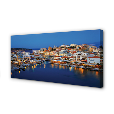 Foto quadro su tela Grecia Coast City Night