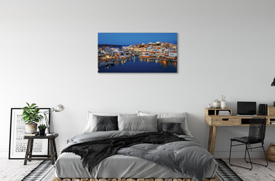 Foto quadro su tela Grecia Coast City Night