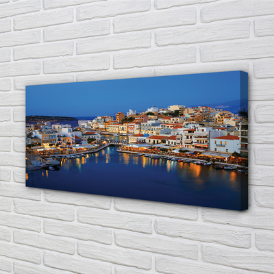 Foto quadro su tela Grecia Coast City Night