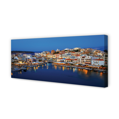 Foto quadro su tela Grecia Coast City Night