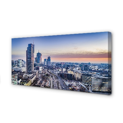 Quadro su tela Varsavia Panorama Skyscrapers Sunrise