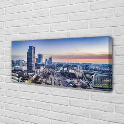 Quadro su tela Varsavia Panorama Skyscrapers Sunrise