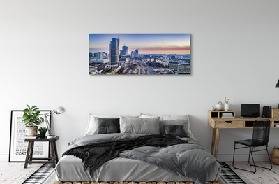 Quadro su tela Varsavia Panorama Skyscrapers Sunrise