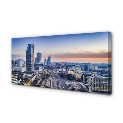 Quadro su tela Varsavia Panorama Skyscrapers Sunrise