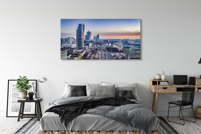 Quadro su tela Varsavia Panorama Skyscrapers Sunrise