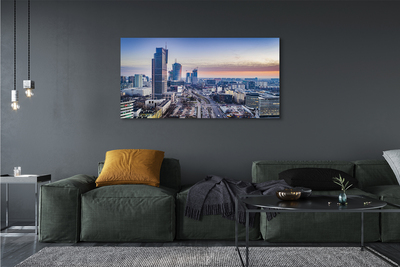 Quadro su tela Varsavia Panorama Skyscrapers Sunrise