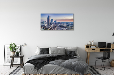 Quadro su tela Varsavia Panorama Skyscrapers Sunrise