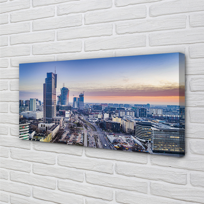 Quadro su tela Varsavia Panorama Skyscrapers Sunrise