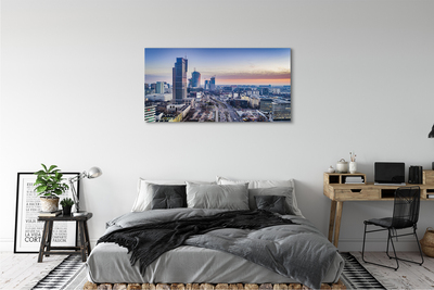 Quadro su tela Varsavia Panorama Skyscrapers Sunrise