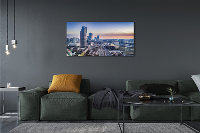 Quadro su tela Varsavia Panorama Skyscrapers Sunrise