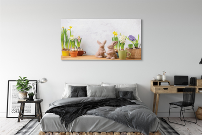 Quadro su tela Fiori conigli