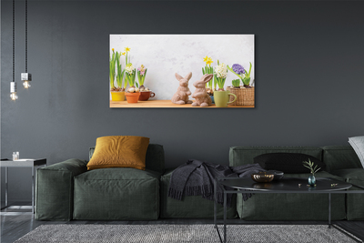 Quadro su tela Fiori conigli