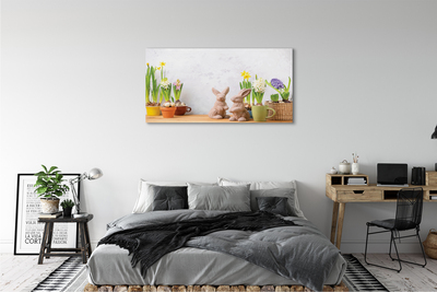 Quadro su tela Fiori conigli