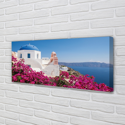 Quadro stampa su tela Edifici marini dei fiori della Grecia