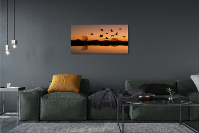 Quadro su tela Sunset di uccelli volanti