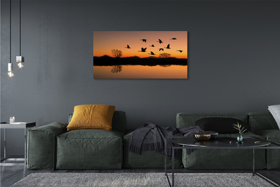 Quadro su tela Sunset di uccelli volanti