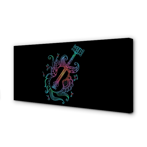 Quadro stampa su tela Note di chitarra colorate