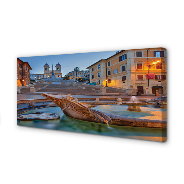 Quadro su tela Roma Sunset Fountain Buildings