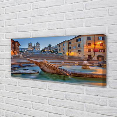 Quadro su tela Roma Sunset Fountain Buildings