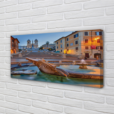 Quadro su tela Roma Sunset Fountain Buildings